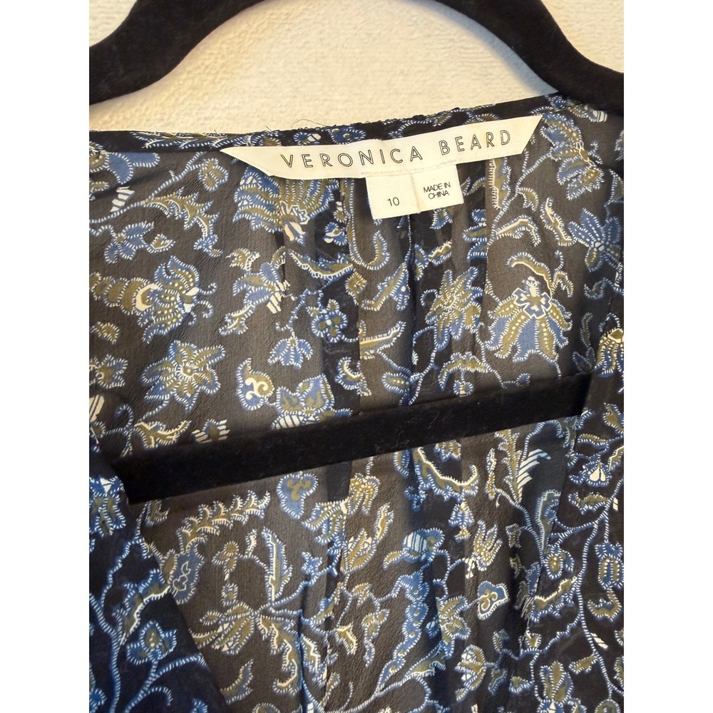 Veronica Beard Blue Floral Paisley Silk Ruched Mini Dress Size 10 2109GGT0620088 - Picture 3 of 7